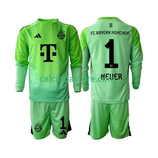 Maglia Portiere FC Bayern München Neuer 1 Gara Home Completo Bambino 2-13 Anni 2025-2026 ML