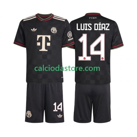 Maglia FC Bayern München Luis Diaz 14 Gara Terza Completo Bambino 2-13 Anni 2025-2026 MC