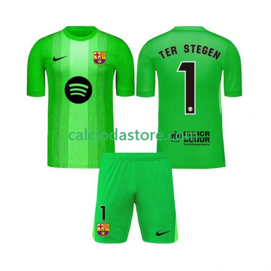 Maglia Portiere FC Barcelona Ter Stegen 1 Gara Home Completo Bambino 2-13 Anni 2025-2026 MC