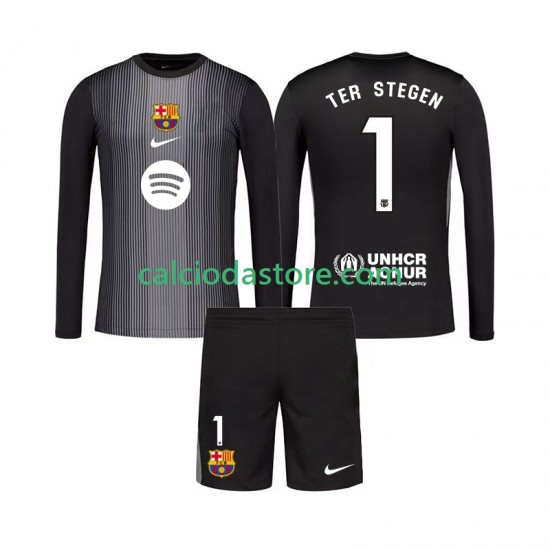 Maglia Portiere FC Barcelona Ter Stegen 1 Gara Terza Completo Bambino 2-13 Anni 2025-2026 ML