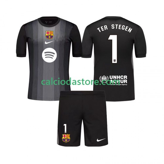 Maglia Portiere FC Barcelona Ter Stegen 1 Gara Terza Completo Bambino 2-13 Anni 2025-2026 MC