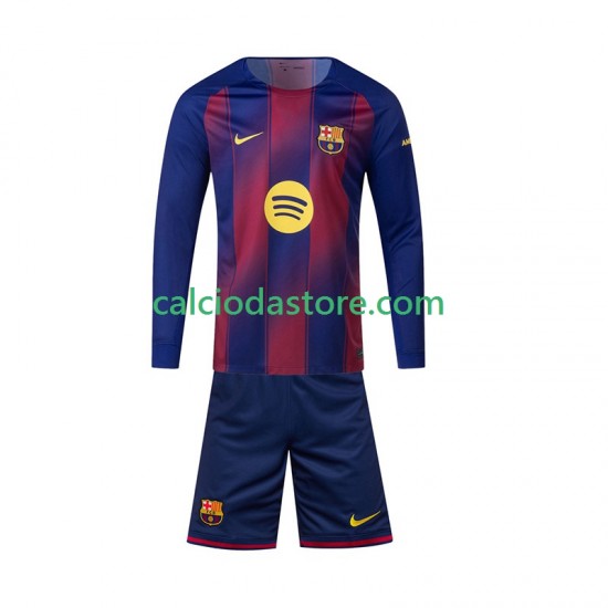 Maglia FC Barcelona Gara Home Completo Bambino 2-13 Anni 2025-2026 ML