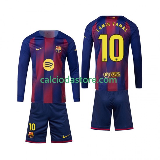 Maglia FC Barcelona Lamine Yamal 10 Gara Home Completo Bambino 2-13 Anni 2025-2026 ML