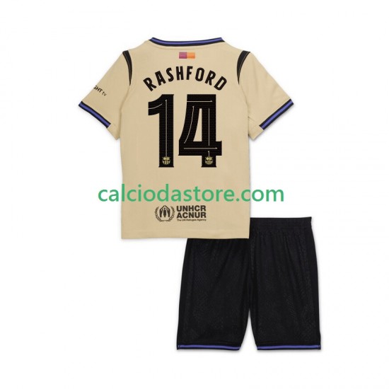 Maglia FC Barcelona Marcus Rashford 14 UCL Gara Away Completo Bambino 2-13 Anni 2025-2026 MC