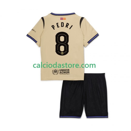 Maglia FC Barcelona Pedri 8 UCL Gara Away Completo Bambino 2-13 Anni 2025-2026 MC