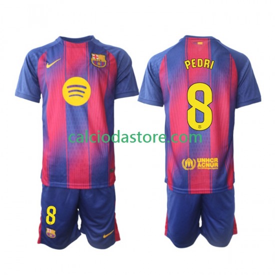 Maglia FC Barcelona Pedri 8 Gara Home Completo Bambino 2-13 Anni 2025-2026 MC