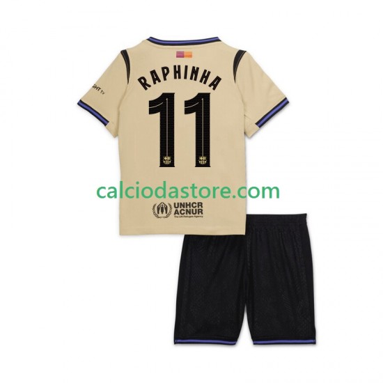 Maglia FC Barcelona Raphinha 11 UCL Gara Away Completo Bambino 2-13 Anni 2025-2026 MC