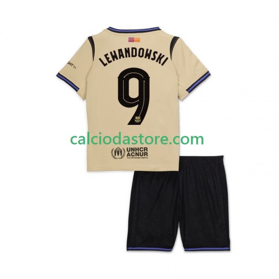 Maglia FC Barcelona Robert Lewandowski 9 UCL Gara Away Completo Bambino 2-13 Anni 2025-2026 MC