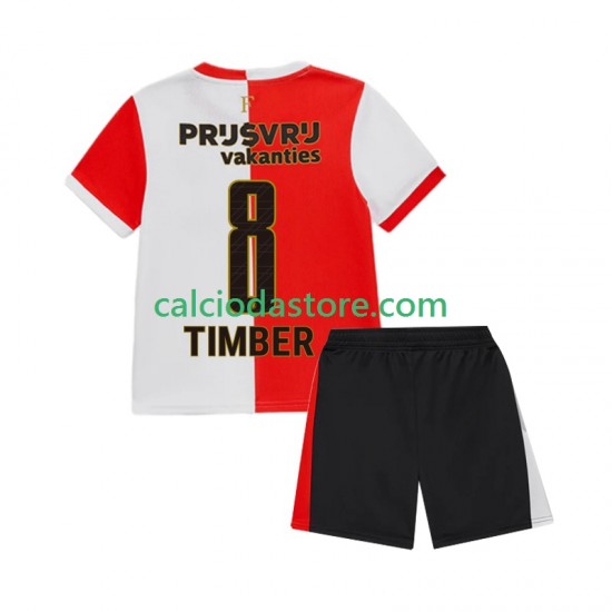 Maglia Feyenoord Rotterdam Quinten Timber 8 Gara Home Completo Bambino 2-13 Anni 2025-2026 MC