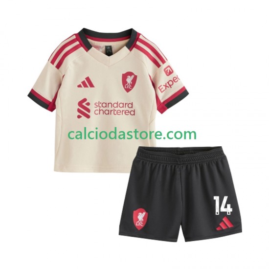 Maglia Liverpool Federico Chiesa 14 Gara Away Completo Bambino 2-13 Anni 2025-2026 MC