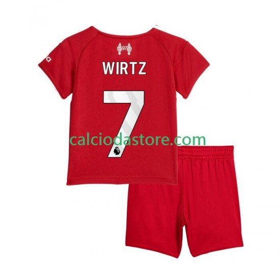 Maglia Liverpool Florian Wirtz 7 Gara Home Completo Bambino 2-13 Anni 2025-2026 MC