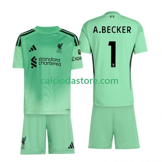 Maglia Portiere Liverpool Alisson Becker 1 Gara Home Completo Bambino 2-13 Anni 2025-2026 MC