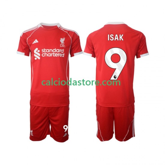 Maglia Liverpool ISAK 9 Gara Home Completo Bambino 2-13 Anni 2025-2026 MC