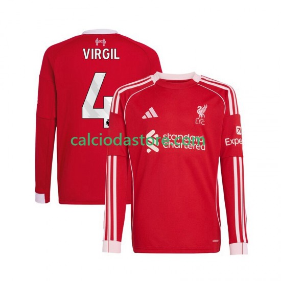 Maglia Liverpool Virgil van Dijk 4 Gara Home Uomo 2025-2026 ML Maglia Liverpool Virgil van Dijk 4 Gara Home Uomo 2025-2026 ML