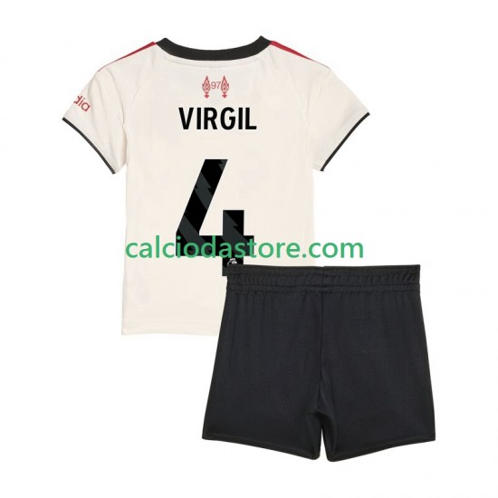 Maglia Liverpool Virgil van Dijk 4 Gara Away Completo Bambino 2-13 Anni 2025-2026 MC