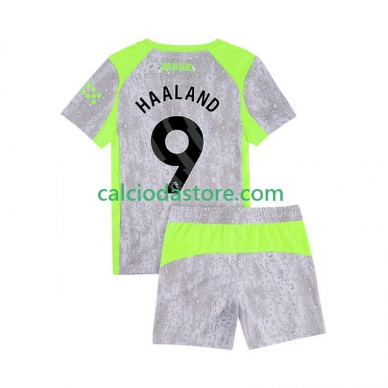 Maglia Manchester City Erling Haaland 9 Gara Terza Uomo Completo Bambino 2-13 Anni 2025-2026 MC