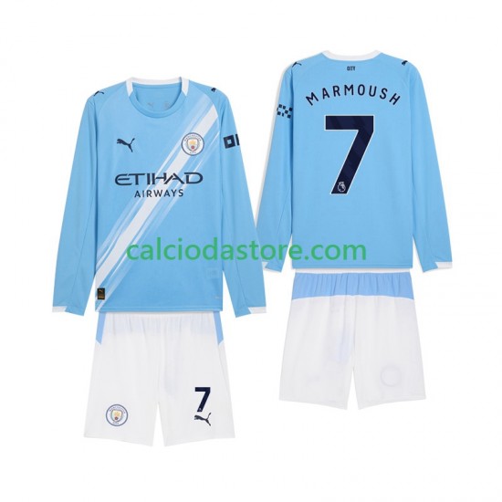 Maglia Manchester City Omar Marmoush 7 Gara Home Completo Bambino 2-13 Anni 2025-2026 ML