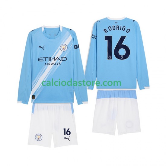 Maglia Manchester City Rodrigo Hernandez 16 Gara Home Completo Bambino 2-13 Anni 2025-2026 ML