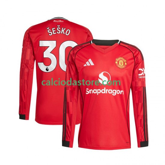 Maglia Manchester United Benjamin Sesko 30 Gara Home Uomo 2025-2026 ML Maglia Manchester United Benjamin Sesko 30 Gara Home Uomo 2025-2026 ML
