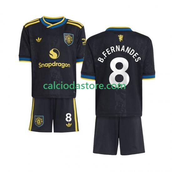 Maglia Manchester United Bruno Fernandes 8 Gara Terza Completo Bambino 2-13 Anni 2025-2026 MC