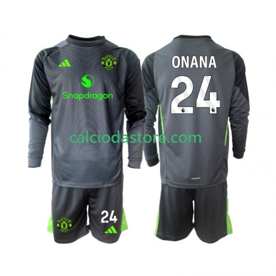 Maglia Portiere Manchester United Andre Onana 24 Gara Away Completo Bambino 2-13 Anni 2025-2026 ML