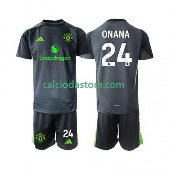 Maglia Portiere Manchester United Andre Onana 24 Gara Away Completo Bambino 2-13 Anni 2025-2026 MC