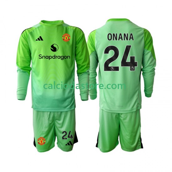 Maglia Portiere Manchester United Andre Onana 24 Gara Quarto Completo Bambino 2-13 Anni 2025-2026 ML
