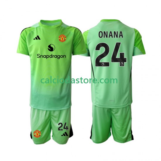 Maglia Portiere Manchester United Andre Onana 24 Gara Quarto Completo Bambino 2-13 Anni 2025-2026 MC