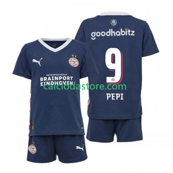 Maglia PSV Eindhoven Ricardo Pepi 9 Gara Away Completo Bambino 2-13 Anni 2025-2026 MC Maglia PSV Eindhoven Ricardo Pepi 9 Gara Away Completo Bambino 2-13 Anni 2025-2026 MC
