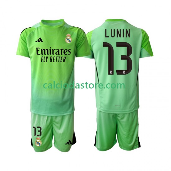 Maglia Portiere Real Madrid Andriy Lunin 13 Gara Away Completo Bambino 2-13 Anni 2025-2026 MC