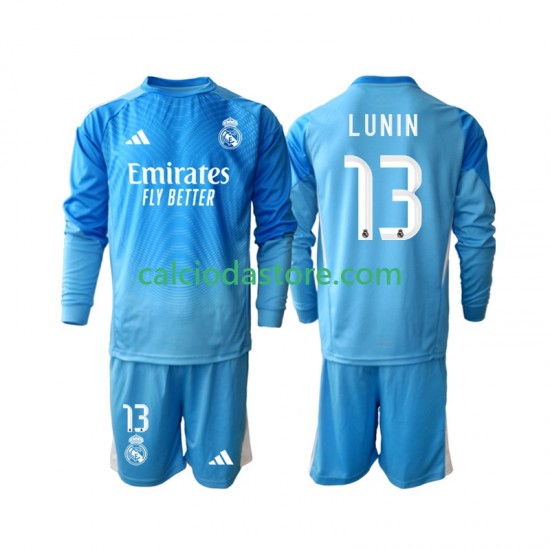 Maglia Portiere Real Madrid Andriy Lunin 13 Gara Home Completo Bambino 2-13 Anni 2025-2026 ML