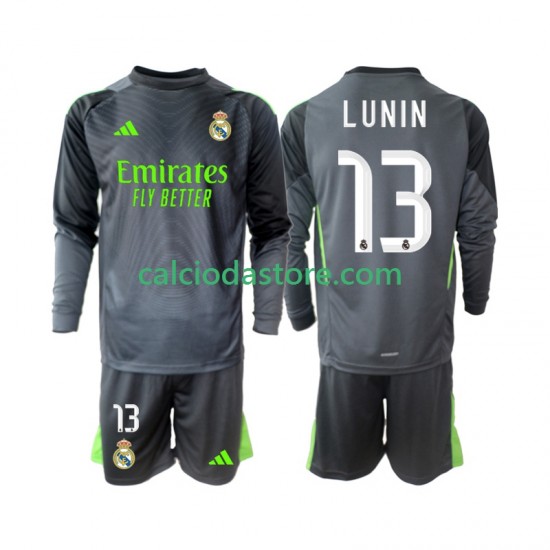 Maglia Portiere Real Madrid Andriy Lunin 13 Gara Terza Completo Bambino 2-13 Anni 2025-2026 ML