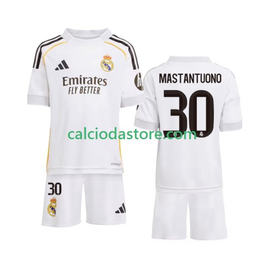 Maglia Real Madrid Mastantuono 30 Gara Home Completo Bambino 2-13 Anni 2025-2026 MC