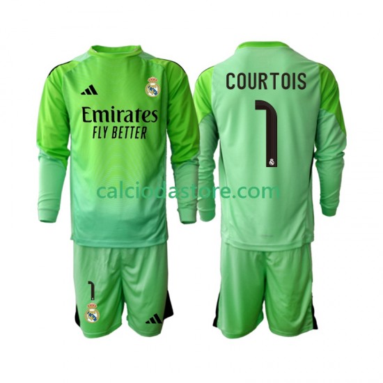 Maglia Real Madrid Thibaut Courtois 1 Gara Away Completo Bambino 2-13 Anni 2025-2026 ML