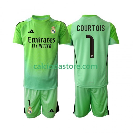 Maglia Real Madrid Thibaut Courtois 1 Gara Away Completo Bambino 2-13 Anni 2025-2026 MC