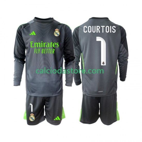 Maglia Real Madrid Thibaut Courtois 1 Gara Terza Completo Bambino 2-13 Anni 2025-2026 ML