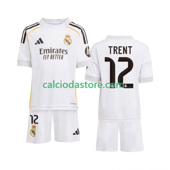 Maglia Real Madrid Trent Alexander-Arnold 12 Gara Home Completo Bambino 2-13 Anni 2025-2026 MC