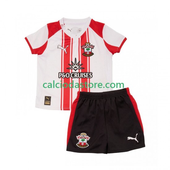 Maglia Southampton Gara Home Completo Bambino 2-13 Anni 2025-2026 MC